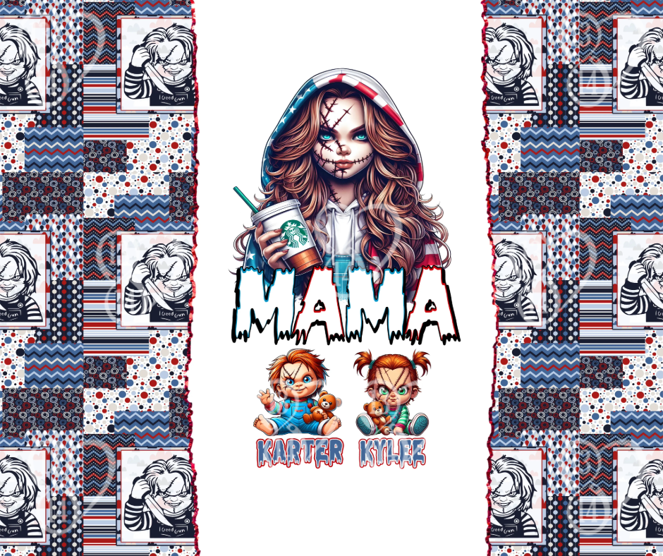 Mama Chucky Tumbler - Personalized 20oz Scary Movie Tumbler With Straw - Gift For Mom