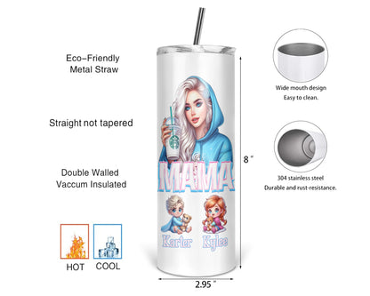 Mama's Frozen Kingdom Tumbler- 20oz Personalized Mom Tumbler With Straw - Gift For Mom