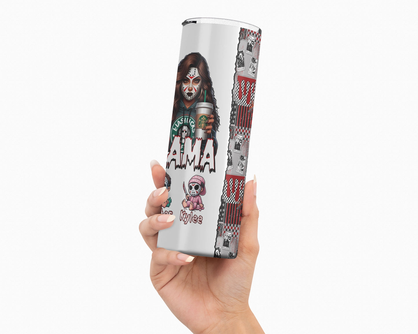 Mama's Slasher Squad Tumbler - Personalized 20oz Mom Tumbler With Straw - Gift For Horror Fans