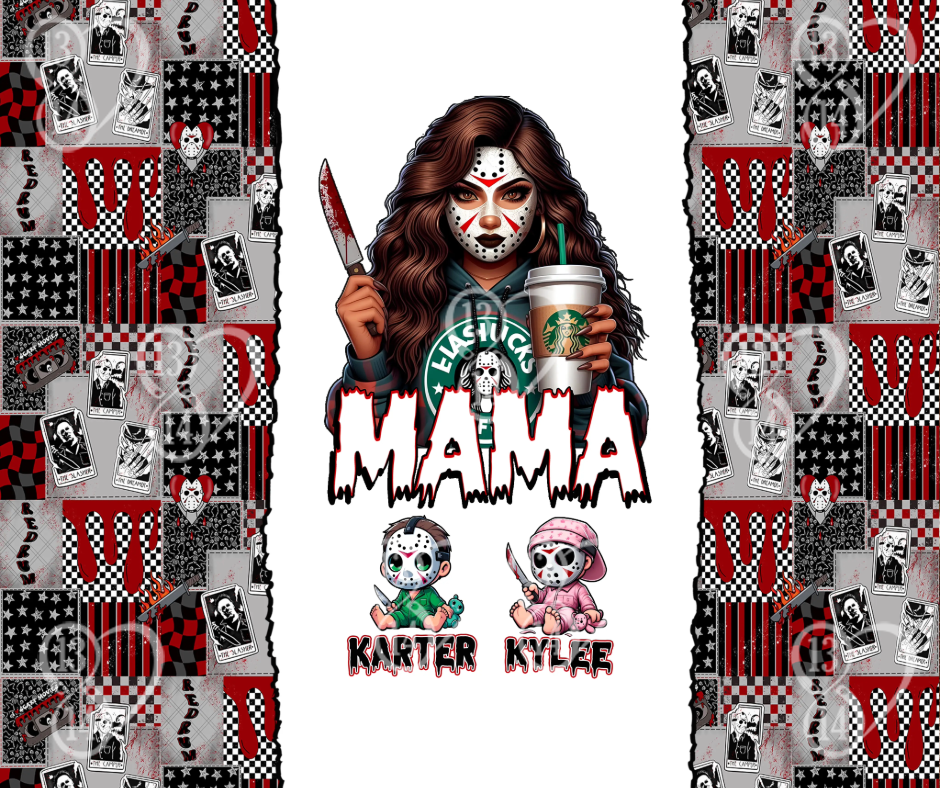 Mama's Slasher Squad Tumbler - Personalized 20oz Mom Tumbler With Straw - Gift For Horror Fans