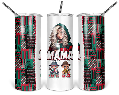 Mama Krueger Tumbler - Personalized 20oz Horror Characters Tumbler With Straw - Gift For Mom