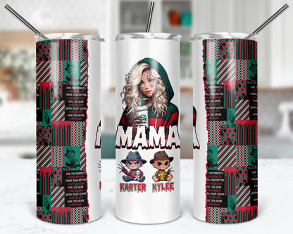 Mama Krueger Tumbler - Personalized 20oz Horror Characters Tumbler With Straw - Gift For Mom