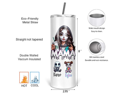 Mama's Nightmares Tumbler - Personalized 20oz Mom Tumbler With Straw - Gift For Mother's Day