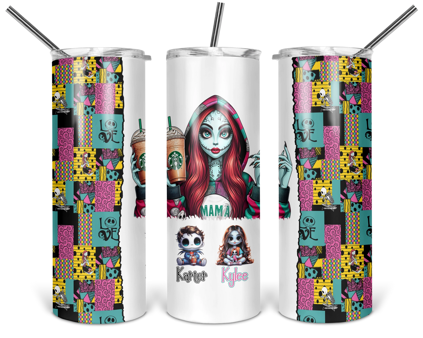 Nightmare Mama Tumbler - Personalized 20oz Mom Tumbler With Straw - Gift For Mother's Day