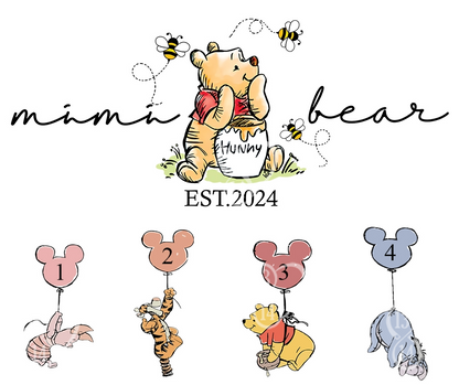 Personalized Classic Pooh tumbler character key for character designs with kids' names