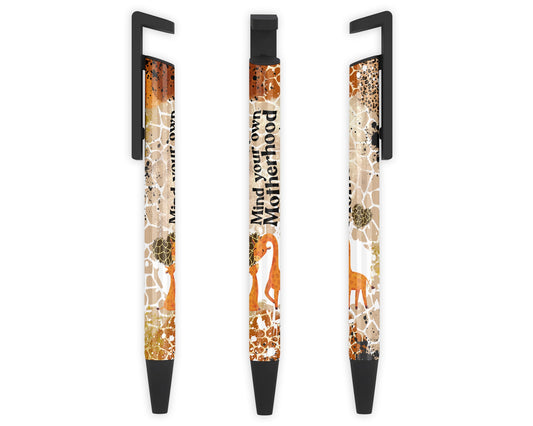 Mind Your Own Motherhood Pen - Cute Giraffe Animal Print Writing Pen - Gift For Mom