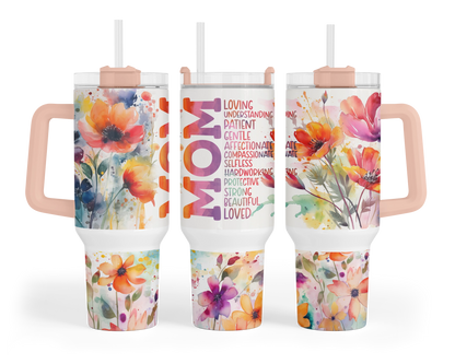 The Motherlode Tumbler - 40oz Positive Affirmations Travel Tumbler With Handle - Gift For Mom