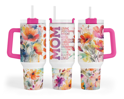 The Motherlode Tumbler - 40oz Positive Affirmations Travel Tumbler With Handle - Gift For Mom