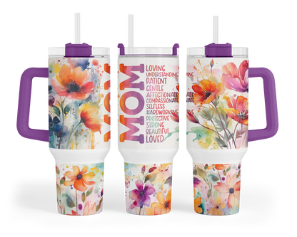 The Motherlode Tumbler - 40oz Positive Affirmations Travel Tumbler With Handle - Gift For Mom