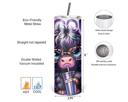 Moody Tumbler / Cute Cow Tumbler With Straw / Sassy Attitude / Gift For Cow Lovers