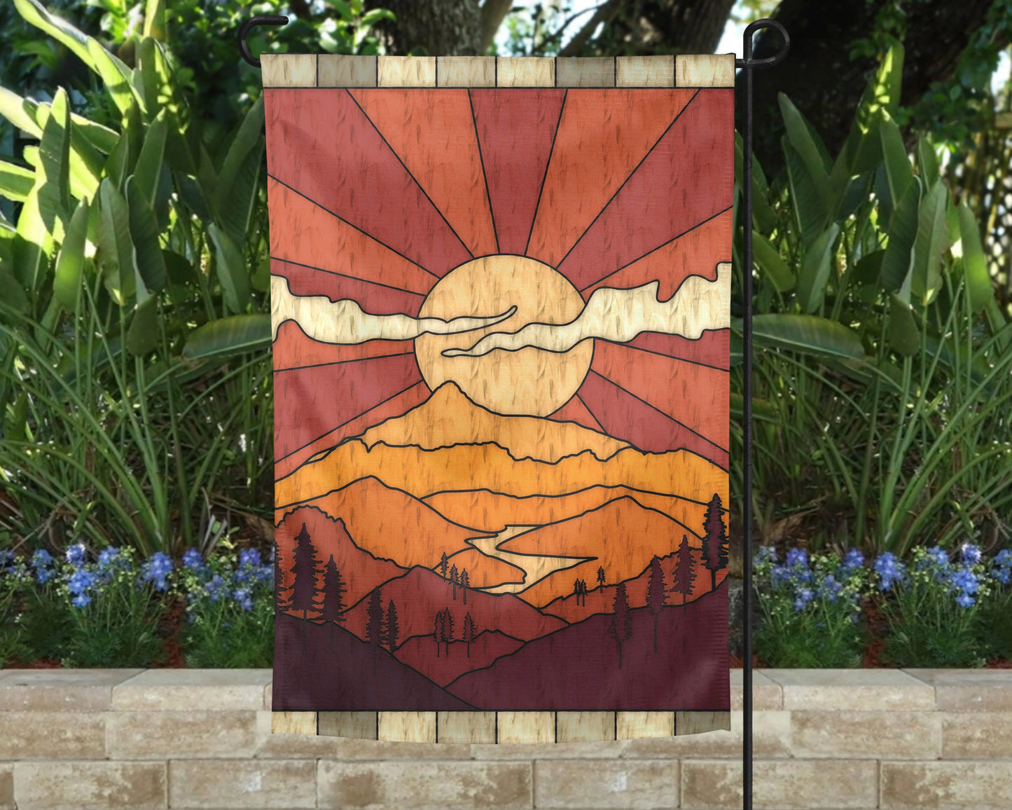 Radiant Rays Garden Flag - Custom Sunset Yard Decor - Housewarming Gift