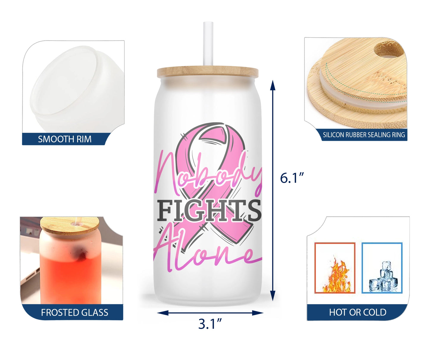 Nobody Fights Alone Glass Can Tumbler