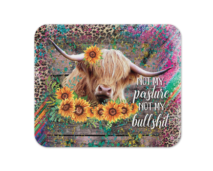 Pasture Provisions Mouse Pad / Funny Highland Cow Laptop Desk Mat / Gift For Cow Lovers