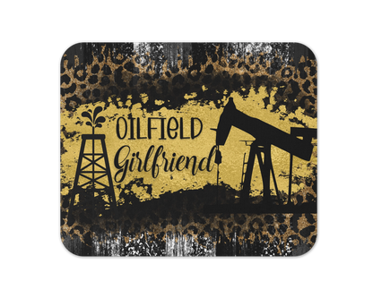 Black Gold Babe Mouse Pad / Oilfield Laptop Desk Mat / Gift For Girlfriend