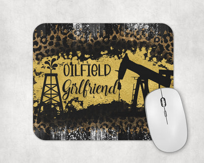 Black Gold Babe Mouse Pad / Oilfield Laptop Desk Mat / Gift For Girlfriend