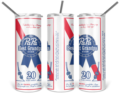 Best Grandpa Ever Tumbler / Funny 20oz Tumbler With Straw / Gift For Grandfather