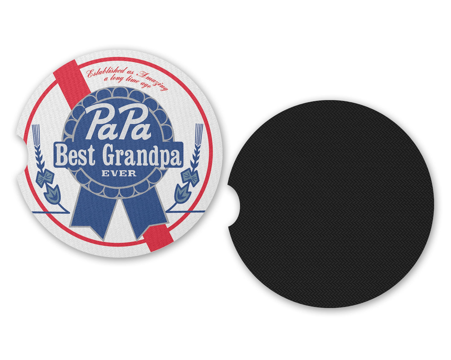 Best Grandpa Ever Coasters - Set of 2 Funny Cup Holder Coasters - Gift For Grandfather