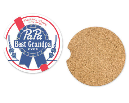 Best Grandpa Ever Coasters - Set of 2 Funny Cup Holder Coasters - Gift For Grandfather