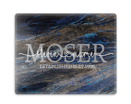 The Blue Rivera Cutting Board / Personalized Glass Chopping Board / Housewarming Gift