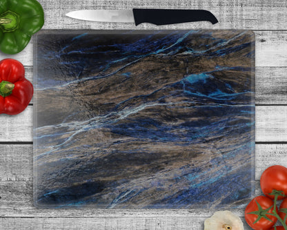 The Blue Rivera Cutting Board / Personalized Glass Chopping Board / Housewarming Gift