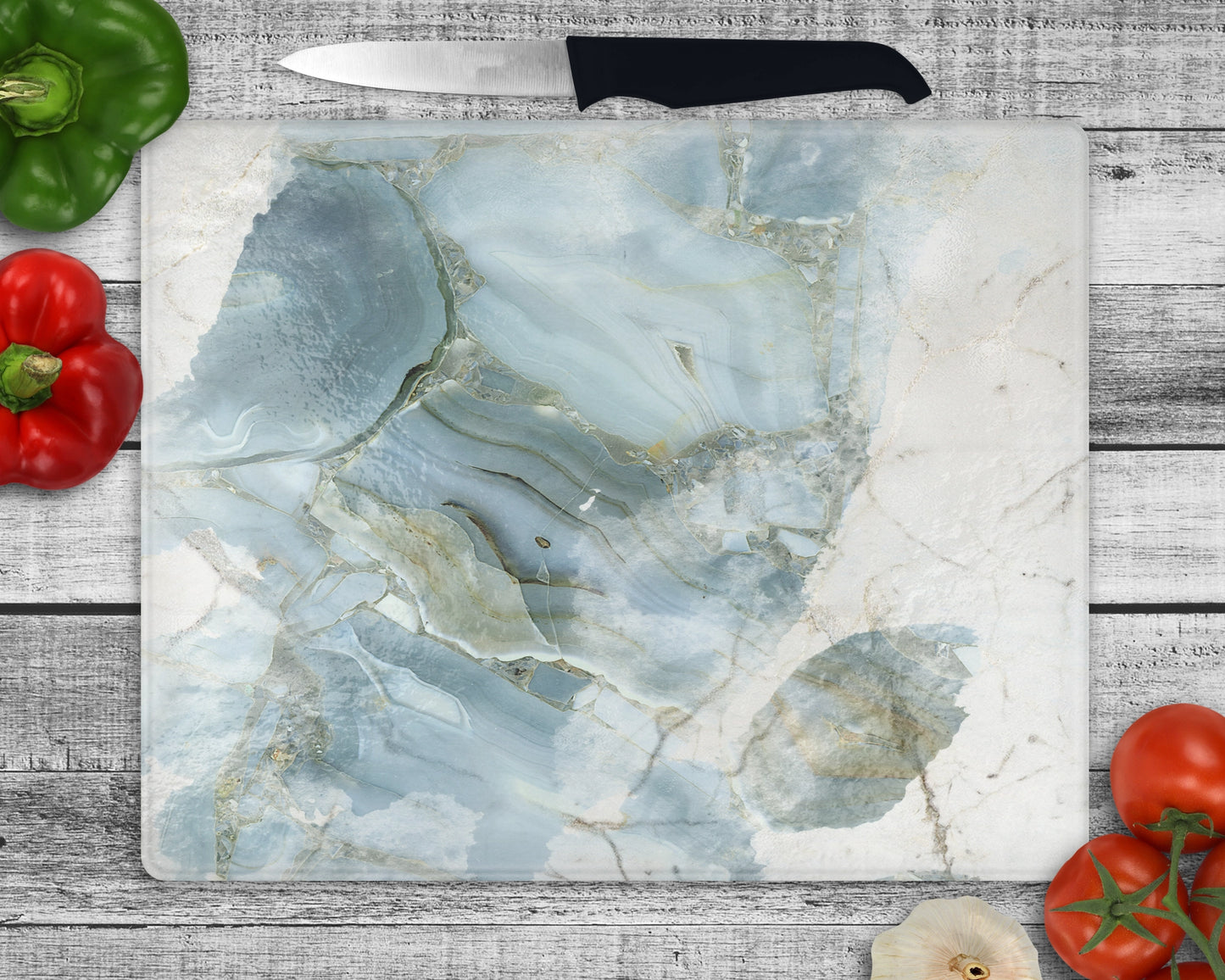 Shards of the Blue Sea Cutting Board / Personalized Blue Marbled Chopping Board / Customized Housewarming Gift