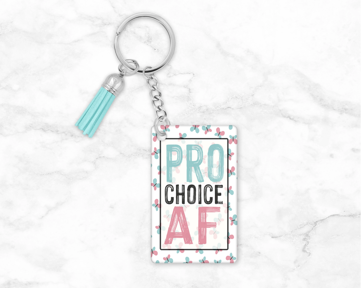 Pro Choice AF Keychain - Women's Rights Wristlet - Equal Rights Key Ring Lanyard