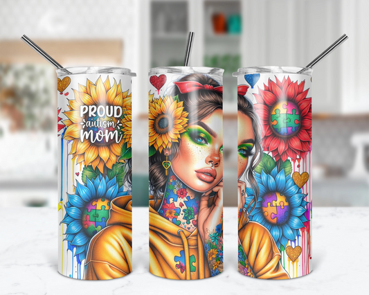 Proud Autism Mom / 20oz Awareness Tumbler With Straw / Gift For Her