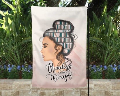 Reading Is My Therapy Garden Flag - Custom Outdoor Yard Decor - Gift For Book Lovers