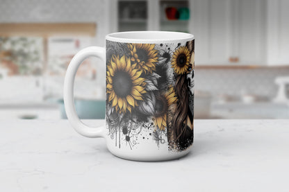 Rebel Yell Mug, Sunflower Coffee Cup, Sassy With Attitude Mug, Gift For Her