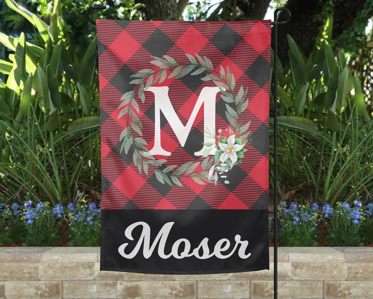 Buffalo Plaid Garden Flag - Custom Personalized Yard Decor - Housewarming Gift