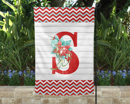 Christmas Poinsetta Garden Flag - Personalized Outdoor Winter Decor - Housewarming Gift