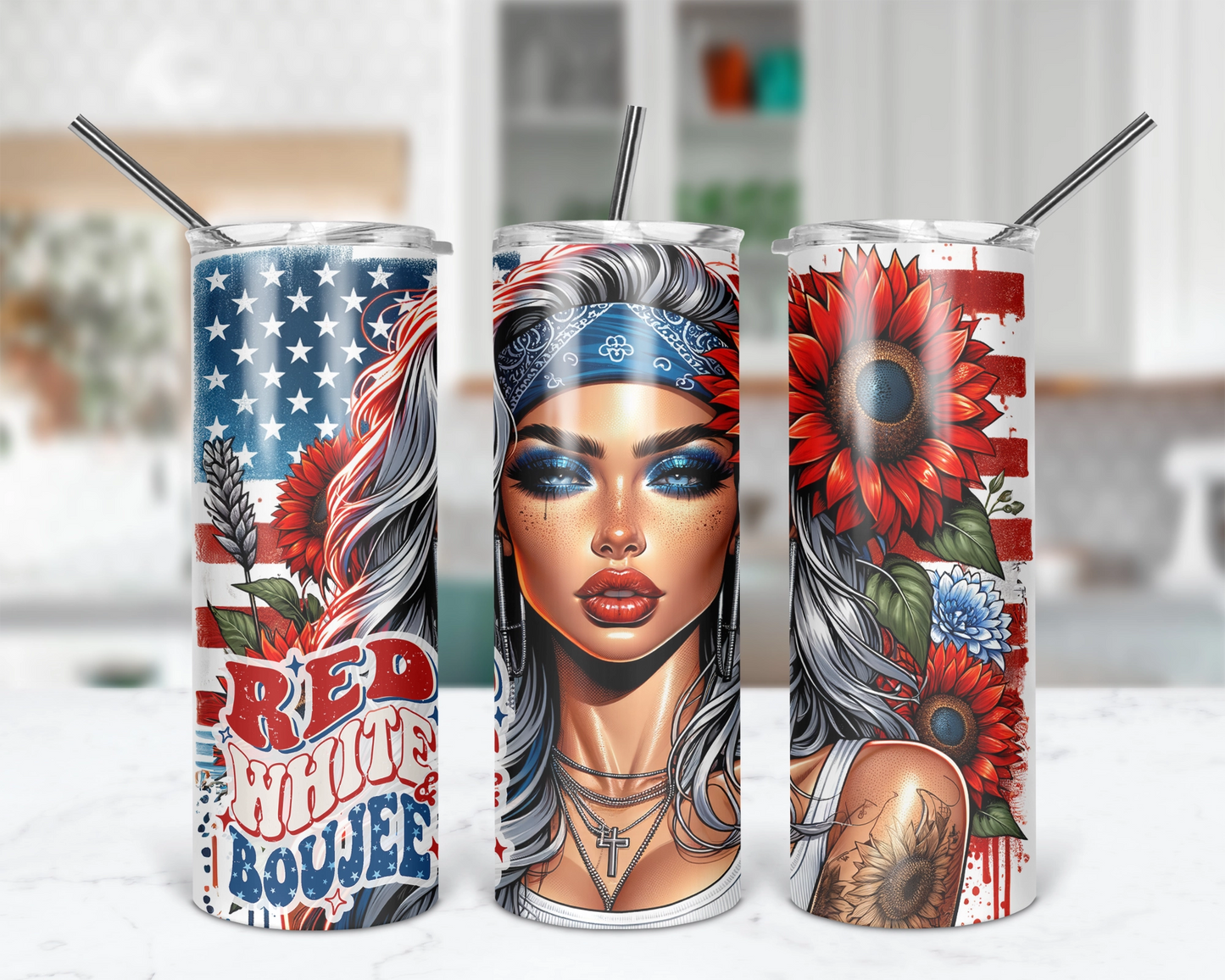 Red White And Boujee Tumbler / 20oz 4th Of July Tumbler / Patriotic Stainless Steel Tumbler