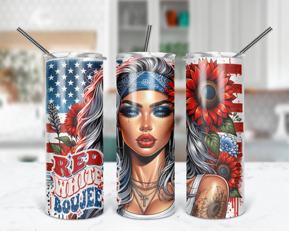 Red White And Boujee Tumbler / 20oz 4th Of July Tumbler / Patriotic Stainless Steel Tumbler