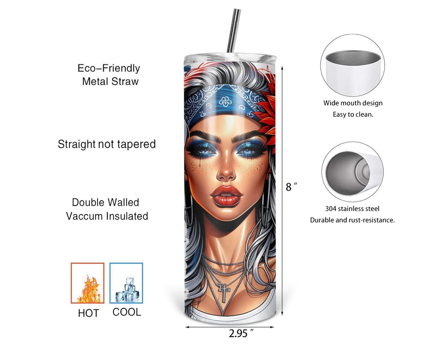 Red White And Boujee Tumbler / 20oz 4th Of July Tumbler / Patriotic Stainless Steel Tumbler