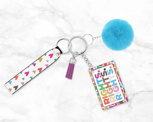 Rights For All Keychain -Equal Rights Wristlet Keychain - LGBTQ+ Pride Month Key Ring Lanyard