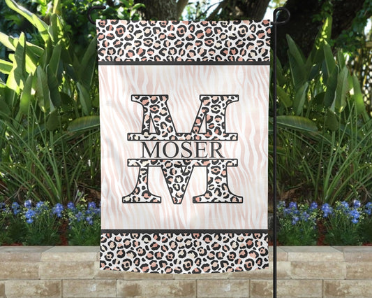 Leopard Print Garden Flag - Personalized Outdoor Yard Decor - Housewarming Gift