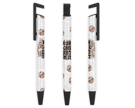 Rub Some Dirt On It Pen - Baseball Design Ink Pen - Gift For Sports Mom