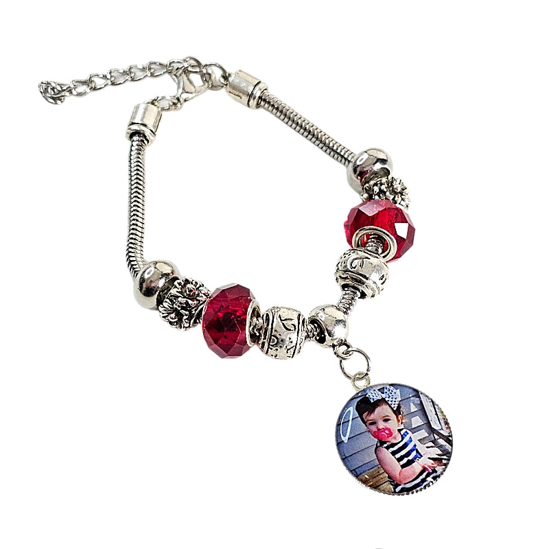 ✨ Capture Your Moments with the Cherished Memories Ruby Charm Bracelet! ✨ Personalized Photo Charm Bracelet ✨ Gift For Mom