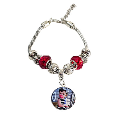 ✨ Capture Your Moments with the Cherished Memories Ruby Charm Bracelet! ✨ Personalized Photo Charm Bracelet ✨ Gift For Mom