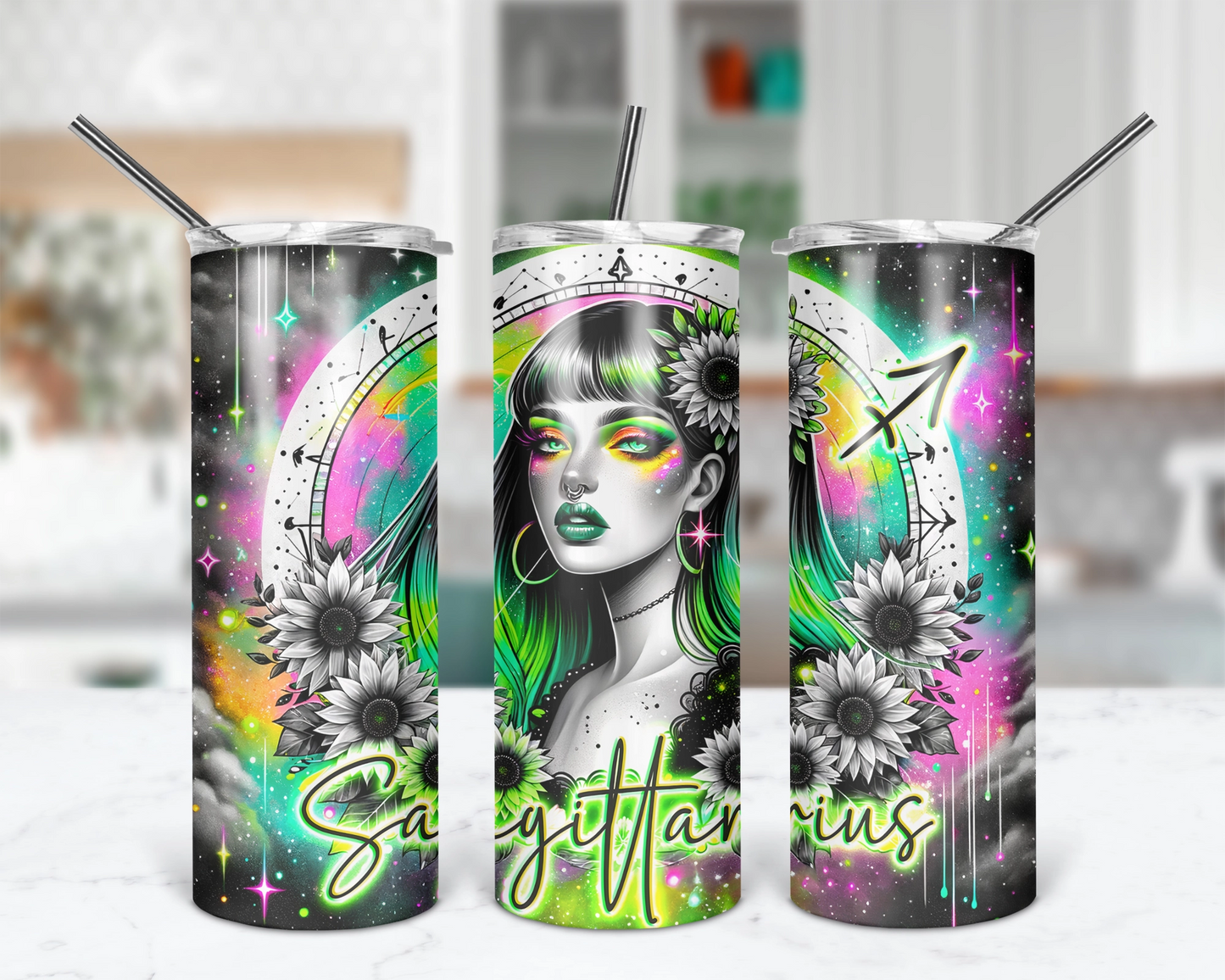 Sagittarius Girl Tumbler / Zodiac Sign Tumbler With Straw / Horoscope Tumbler / Gift For Astrology Lovers