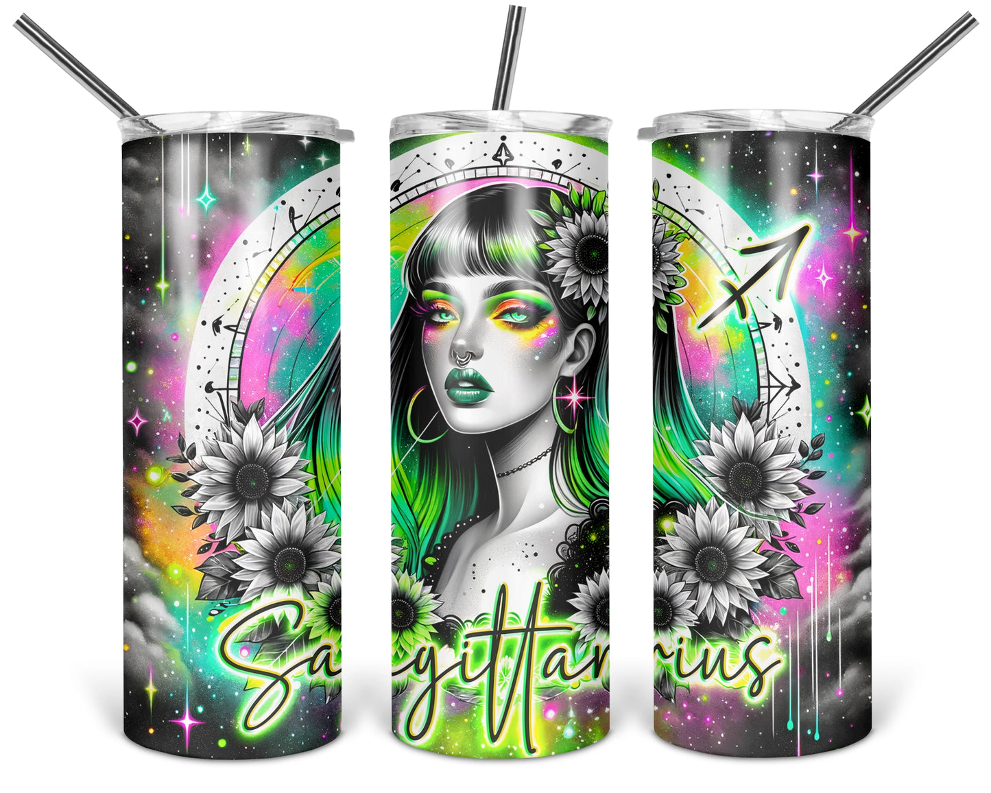 Sagittarius Girl Tumbler / Zodiac Sign Tumbler With Straw / Horoscope Tumbler / Gift For Astrology Lovers