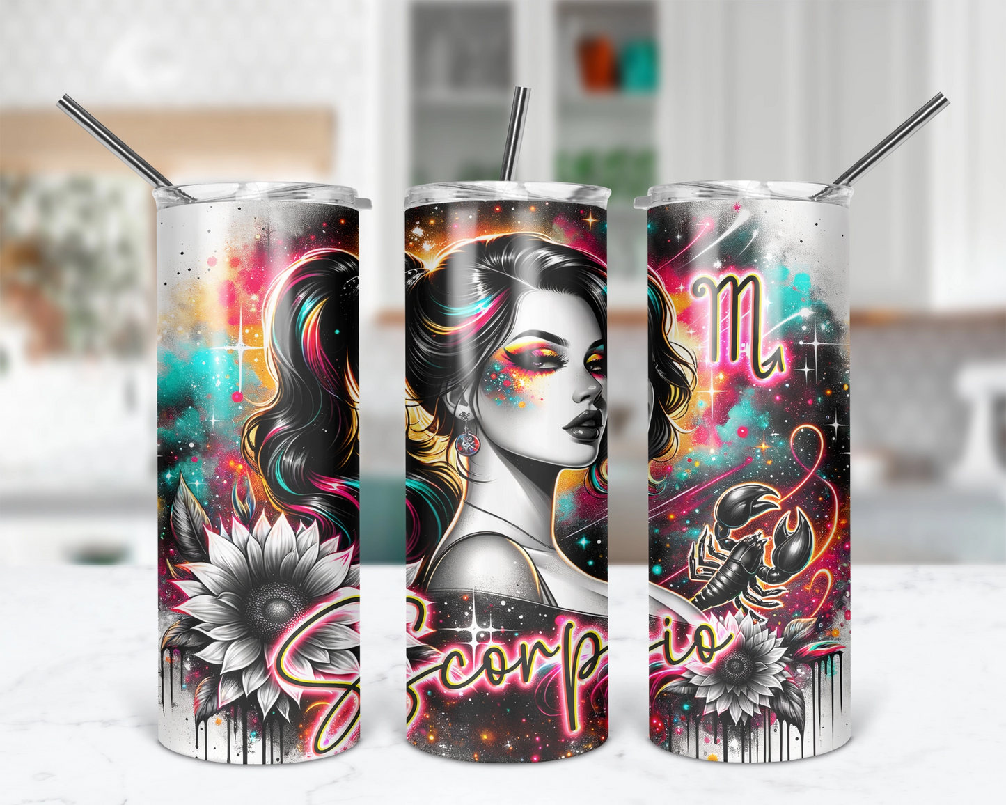 Scorpio Girl Tumbler / Zodiac Sign Tumbler With Straw / Horoscope Tumbler / Gift For Astrology Lovers