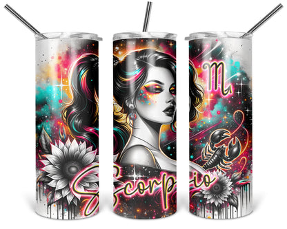 Scorpio Girl Tumbler / Zodiac Sign Tumbler With Straw / Horoscope Tumbler / Gift For Astrology Lovers