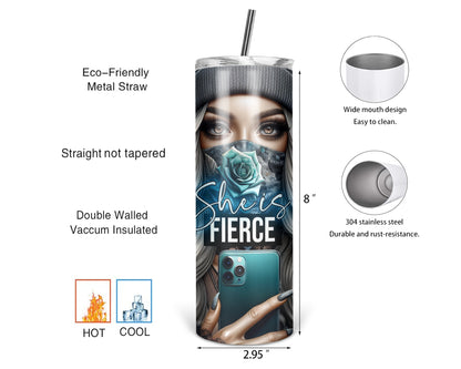 She Is Fierce / Motivational Self Love Tumbler With Straw / Empowerment Tumbler For Her