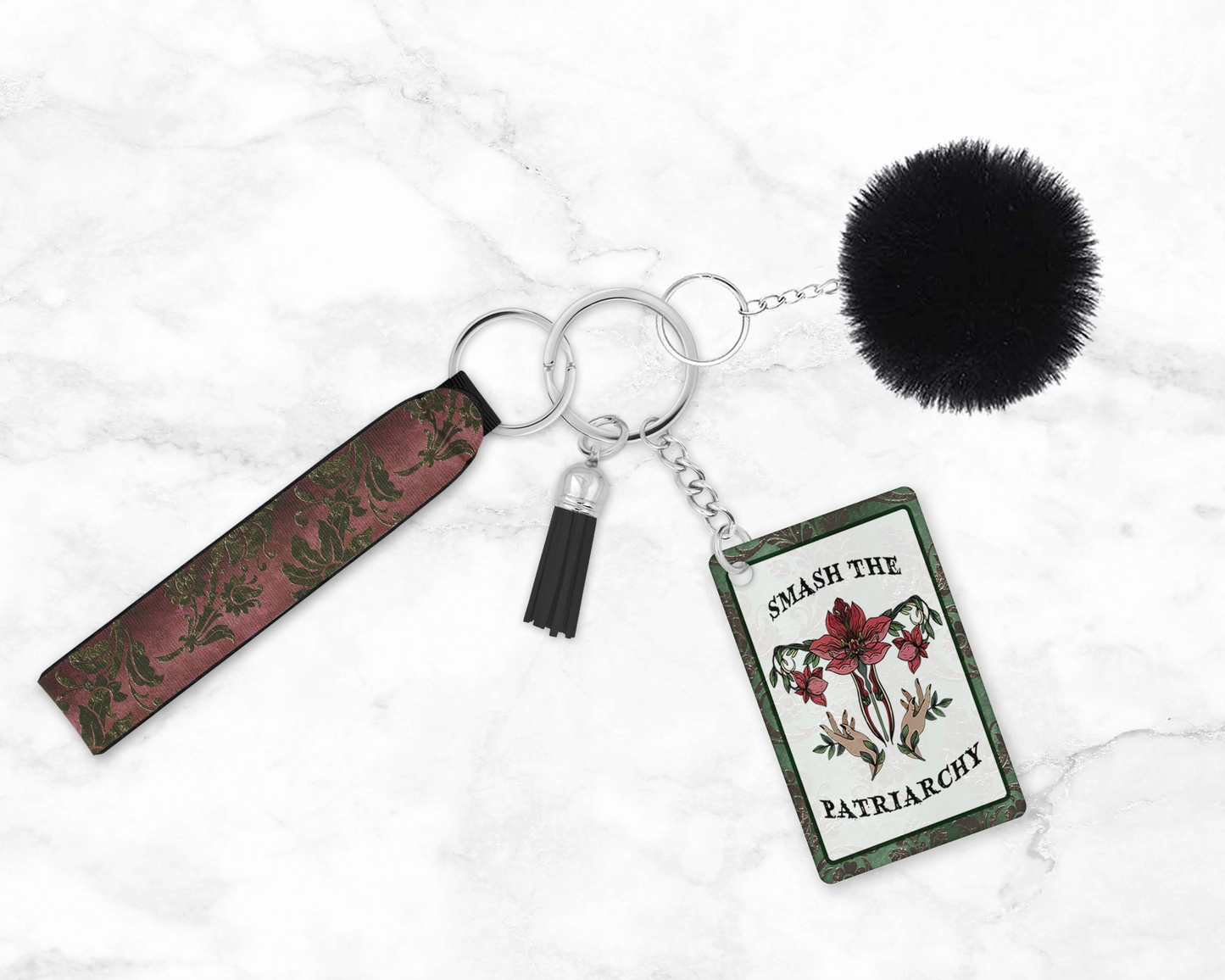 Smash The Patriarchy Keychain - Women's Rights Wristlet - Pro Choice Keychain Lanyard