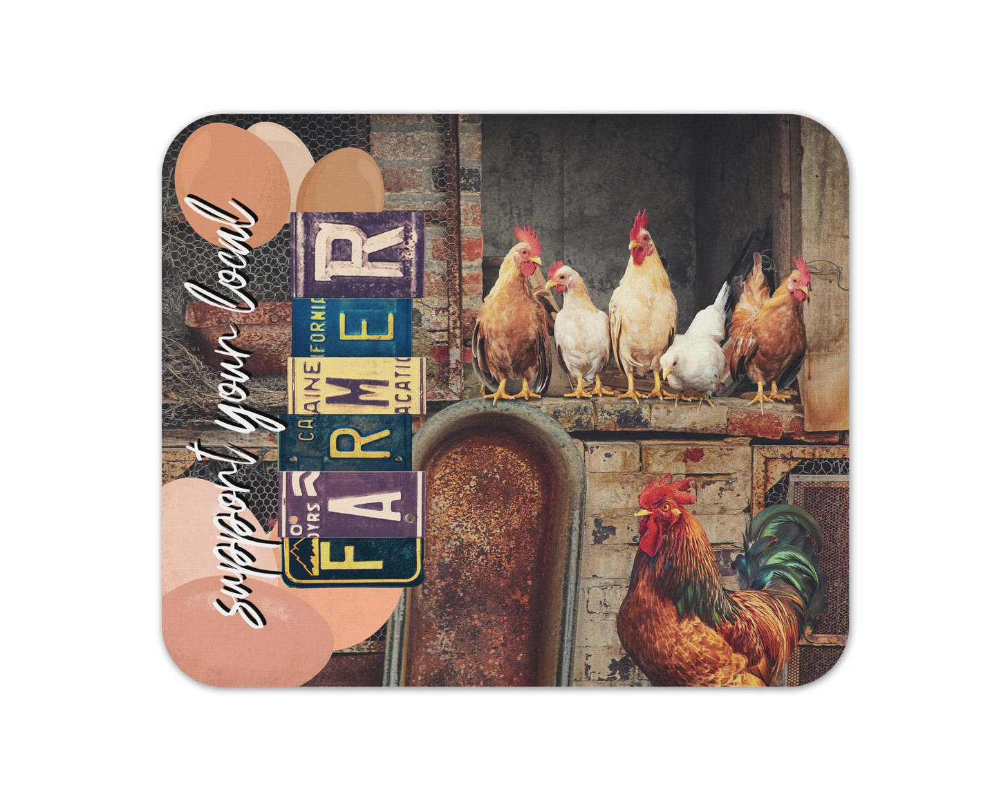 Farmers Friend Mouse Pad /  Farmers Market Laptop Desk Mat / Gift For Chicken Lovers