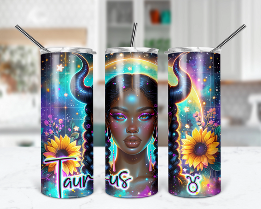 Taurus Girl Tumbler / Horoscope Tumbler With Straw / Zodiac Sign Tumbler / Gift For Astrology Lovers