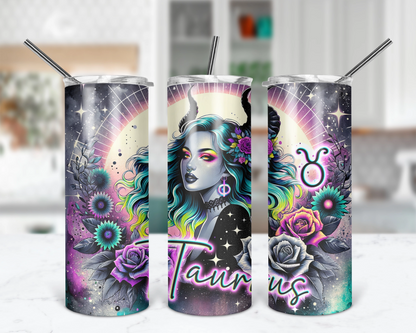 Taurus Girl Tumbler / Zodiac Sign Tumbler With Straw / Horoscope Tumbler / Gift For Astrology Lovers