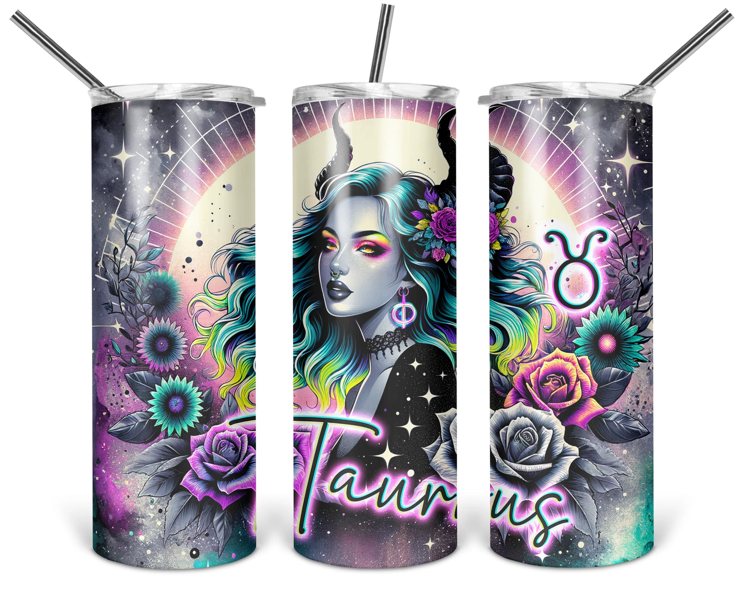 Taurus Girl Tumbler / Zodiac Sign Tumbler With Straw / Horoscope Tumbler / Gift For Astrology Lovers