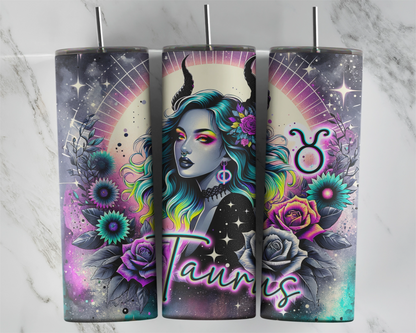 Taurus Girl Tumbler / Zodiac Sign Tumbler With Straw / Horoscope Tumbler / Gift For Astrology Lovers